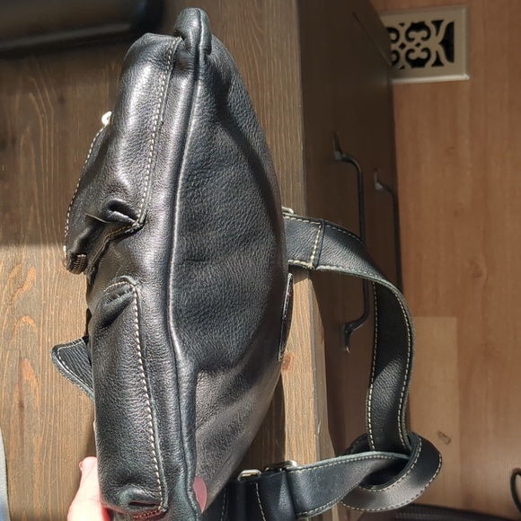 Vintage 90s Roots Venetian Village Prince Tribe Pebbled Leather Crossbody Black - Picture 4 of 16